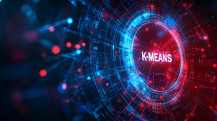 Fototapeta premium Futuristic Data K-Means Clustering and Visualization Techniques in Machine Learning and Artificial Intelligence