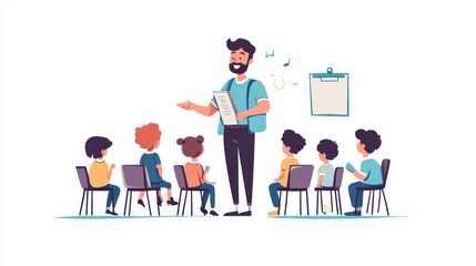 Teacher Leading a Class of Students