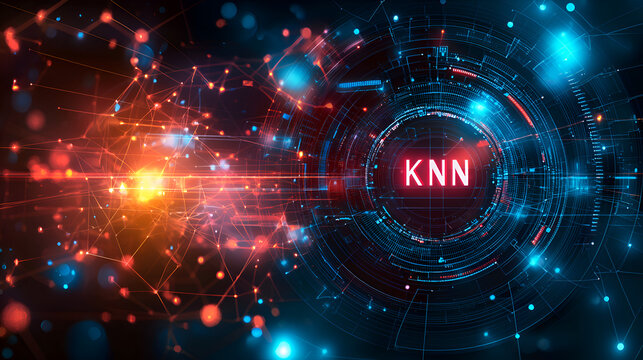 Futuristic Data Visualization with KNN K Nearest Neighbors in Abstract Technology Background