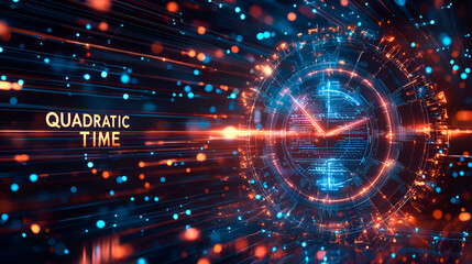 Obraz premium Futuristic Visualization of Quadratic Time Complexity and Big O Notation in Computer Science