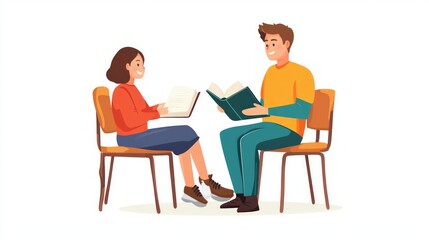 Two People Reading Books