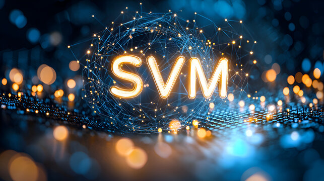 Futuristic Blue Abstract Background of SVM Support Vector Machine in Machine Learning and Data Analytics
