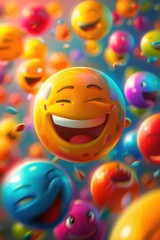 Smiling Emojis Falling Through the Air