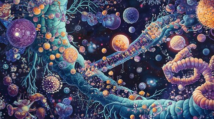 Gene regulation expression mechanisms shown in a detailed bio educational poster illustrating how genes are regulated and expressed within cells