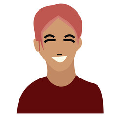 Vector illustration of a design of a person with a combination of 2 hair colors, namely pink, with a slight combination of brighter stripe colors on the front of the hair.