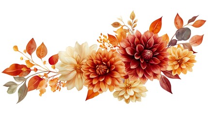 Obraz premium Autumn Floral Watercolor Background