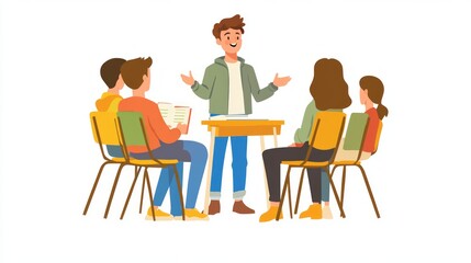 Fototapeta premium Group Discussion Illustration
