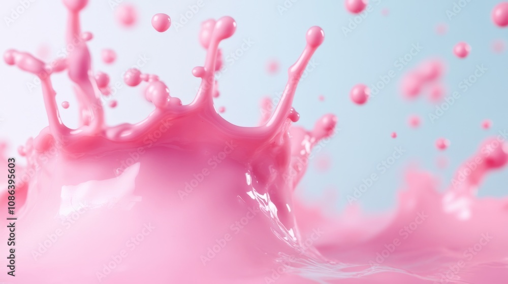 Poster the dynamic splash of pink liquid forms an eye-catching design against a smooth gradient backdrop, s