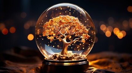 tree inside light bulb  