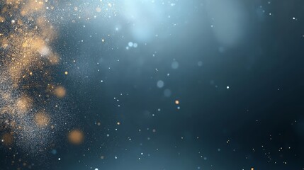 Fototapeta premium Gold glitter sparkles on dark background, festive abstract texture for luxury designs and holiday celebrations