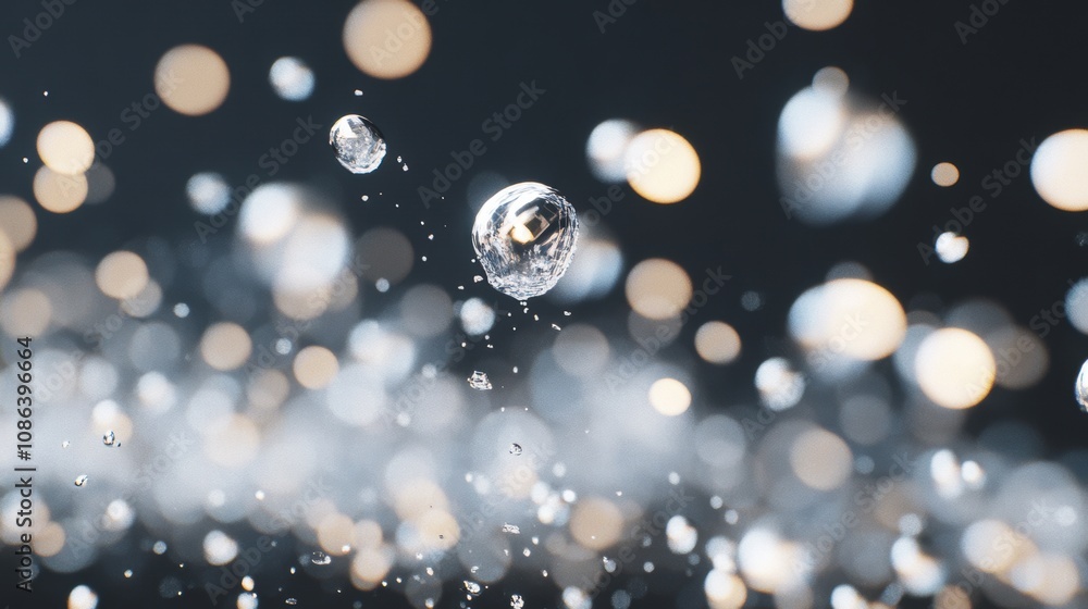 Aufkleber water splashes energetically with bubbles floating, creating a vibrant and refreshing ambiance in a 