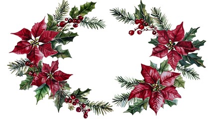 Christmas Floral Wreath Watercolor