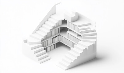 white book stairs, isolated on a white background