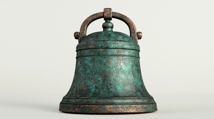 Antique Bronze Bell Weathered Patina 3D Render Church Bell Green Copper Metal Old Historical Sound