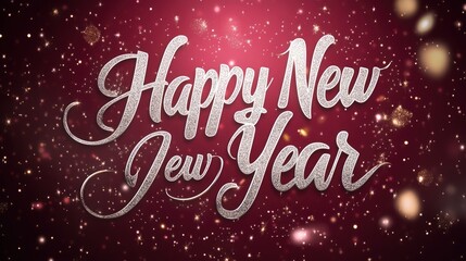 Marking Happy New Year written in clean white typography on a rich navy backdrop, with modern abstract lines in gold.