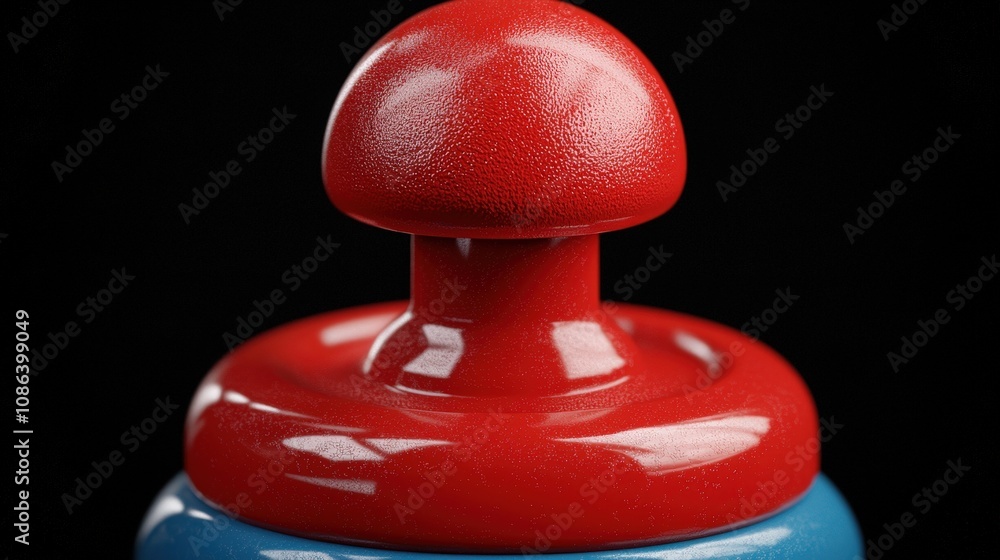 Poster retro red and blue arcade game controller close up