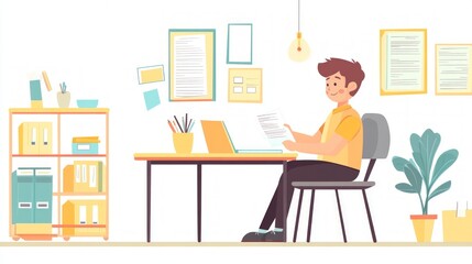 Focused Employee Working at a Desk