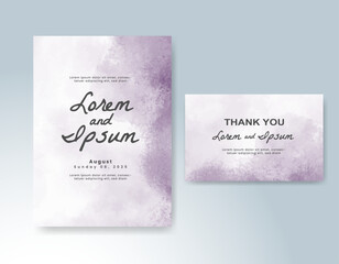 Wedding card invitation template with hand painted watercolor splash
