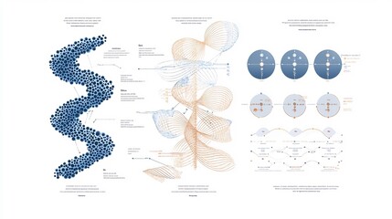 Genetic material organization inheritance patterns shown in a modern bio diagram explaining how genetic material is structured and inherited