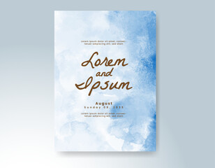Wedding card invitation template with hand painted watercolor splash