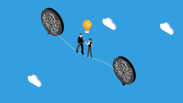 Unravel business chaos process 3d animation cartoon