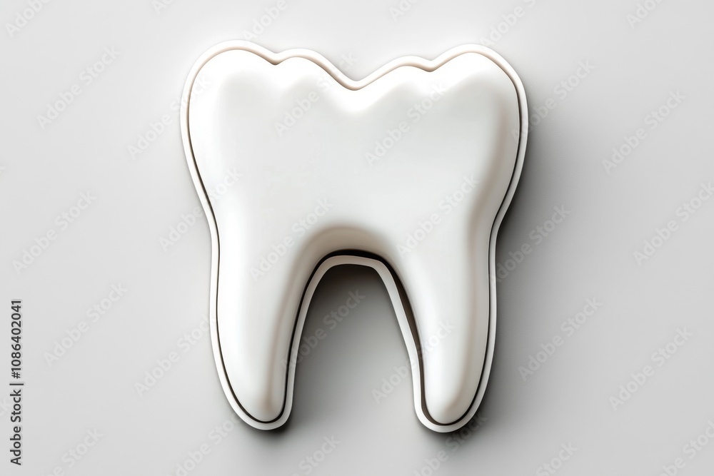 Poster clean outline of upper and lower teeth in minimalist style, representing a basic x-ray form