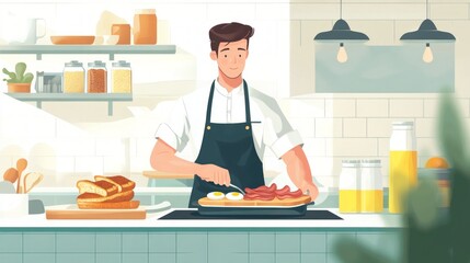 Chef Preparing a Delicious Breakfast