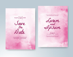 Wedding card invitation template with hand painted watercolor splash