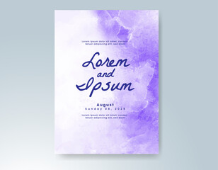 Wedding card invitation template with hand painted watercolor splash