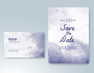 Wedding card invitation template with hand painted watercolor splash