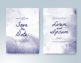 Wedding card invitation template with hand painted watercolor splash