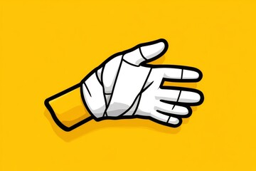 Minimalist icon of a bandaged hand, symbolizing an injury or minor accident