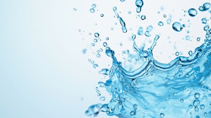 Obraz premium Blue Water Splash Liquid Texture Refreshing Drink Clean Purity Nature Background