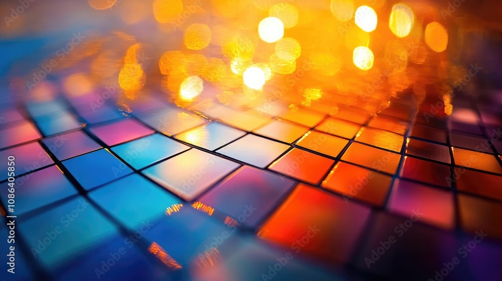 Aufkleber vibrant abstract background with colorful mosaic tiles reflecting warm light and creating a sparklin