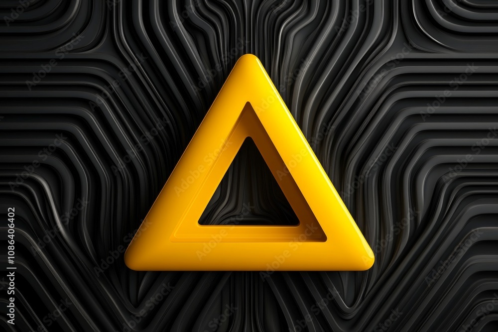 Aufkleber simple yellow triangle icon with clean lines and soft shadow, representing light and energy