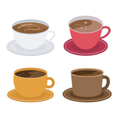Collection of coffee vector illustrations on white background. Breakfast coffee and delicious drinks.