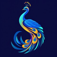 Fototapeta premium Stunning colorful peacock vector logo perfect for modern design concepts image