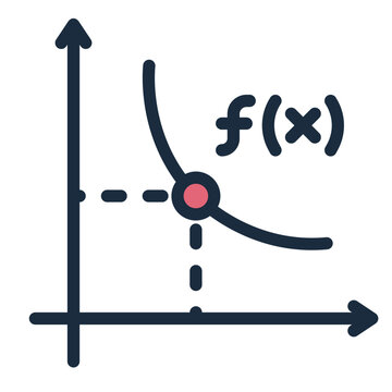 Function approaching asymptote for Limit filled line icon