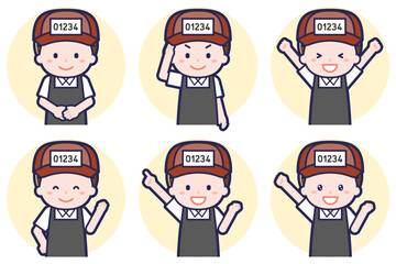 魚屋の男性のポーズセット_01