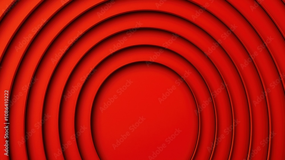 Poster Abstract Red Concentric Circles Background Geometric Design 3D Render
