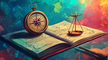 Libra Zodiac Sign with Compass