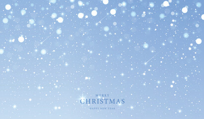 Christmas and Happy New Year background on sparkling in shiny blue background. winter snow with beautiful light. vector design.