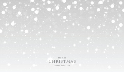 Christmas and Happy New Year background on sparkling in shiny gray background. winter snow with beautiful light. vector design.