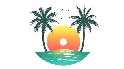 Obraz premium Palm Trees and Sunset Silhouette