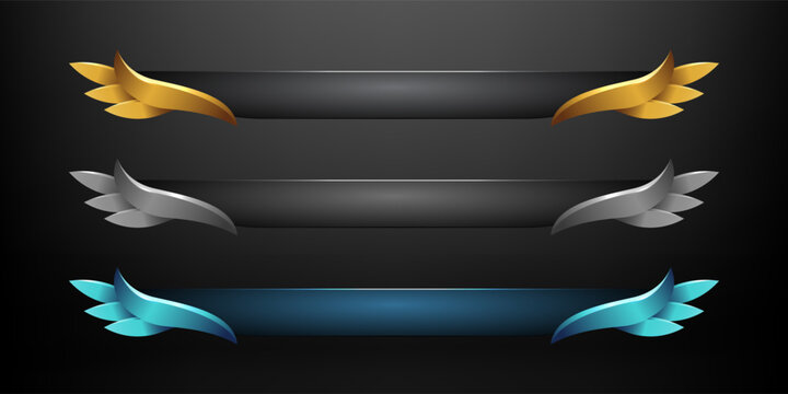 Abstract gold silver blue lower third game interface. Modern border frame screen tittle banner