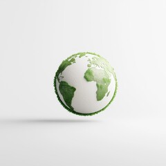 Floating representation of Planet Earth, isolated on a white background.