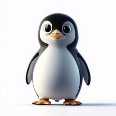 Fototapeta premium A cute cartoon penguin with a playful expression, perfect for children's themes, winter holidays, or ice-themed events. Ideal for greeting cards or educational materials.