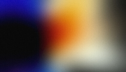 Red orange blue white abstract color grainy background. Soft color flow, wave shaped, vibrant colors noisy gradient, bright, shine, glowing, noise texture background