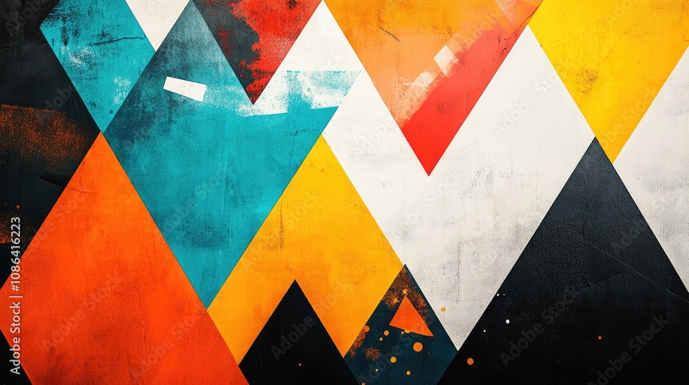 Aufkleber bold triangles in contrasting colors, creating a dynamic and eye-catching geometric design