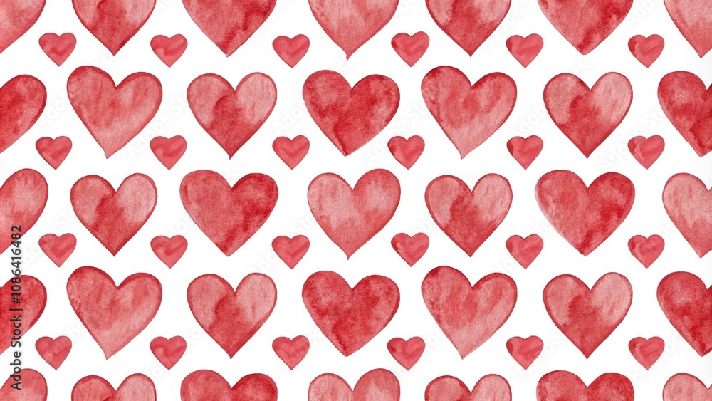 Aufkleber seamless red heart pattern featuring a soft watercolor texture and a subtle tone-on-tone effect perf